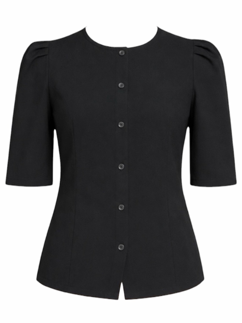 Miu Miu Black Button-Front Puff Sleeve Top